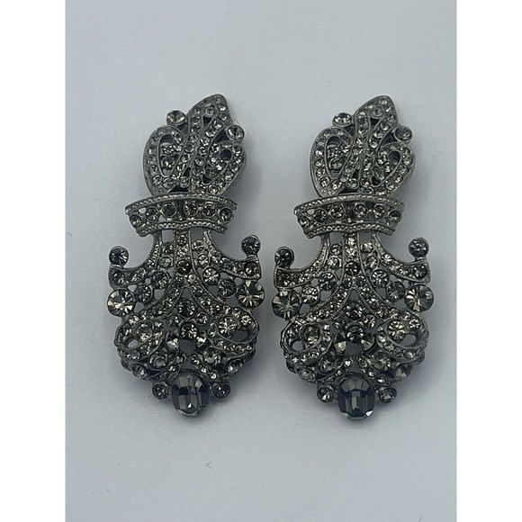 Vintage Tara Statement Hindged Bling Earrings - Picture 6 of 9